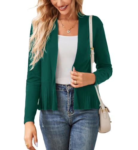 Image of GRACE KARIN Women's Lightweight Peplum Cardigan Sweaters Open Front Cropped Cardigan Long Sleeve Trendy Summer Knit Tops