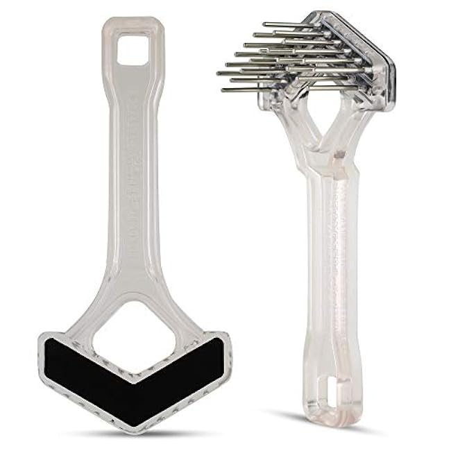 Mini-Rake V-Shaped with 1 Double-Row Rotating Teeth (Crystal with BlackTop)-HVmKZqHy