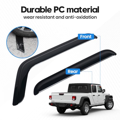 Image of Gladiator Rain Guards - Window Visors for Jeep Gladiator 2020-2025 2026, Out-Channel Side Window Rain Guards for Gladiator Accessories, 4PCS, Black, Car Accessories
