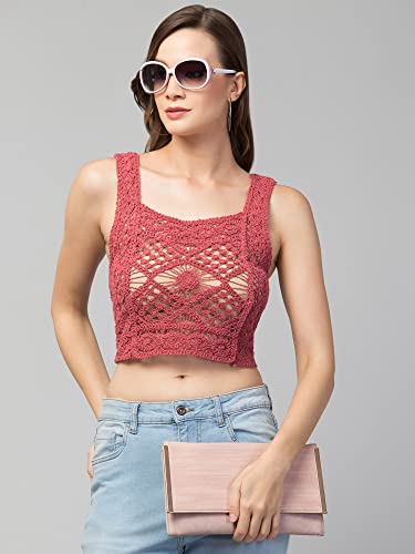 Image of Women Girls Solid Crochet Top