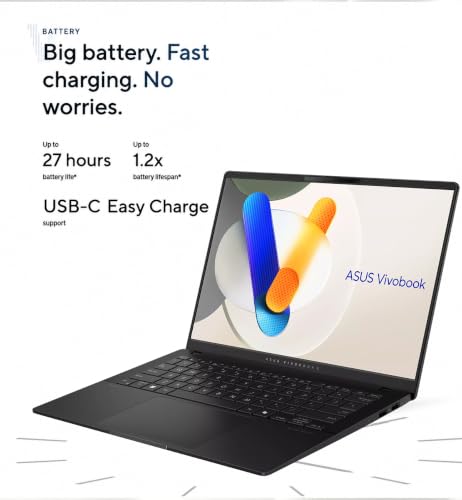 Image of ASUS Vivobook S 14 AI Laptop (14 inch FHD+ OLED, Intel Core Ultra 7 258V, 32GB DDR5, 1TB SSD, Arc 140V GPU), Copilot+ PC, 2x Thunderbolt 4, Backlit, IR Webcam, Wi-Fi 7, Ultra-slim and light, Win 11 Home