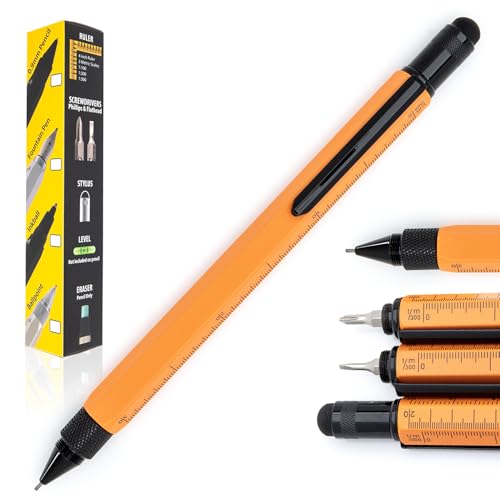 Monteverde USA 9-in-1 Tool Mechanical Pencil in Orange – Multifunctional Pencil with Stylus, Screwdrivers, Ruler, and Eraser – Exclusive Collection Ideal Gift for DIY Enthusiasts