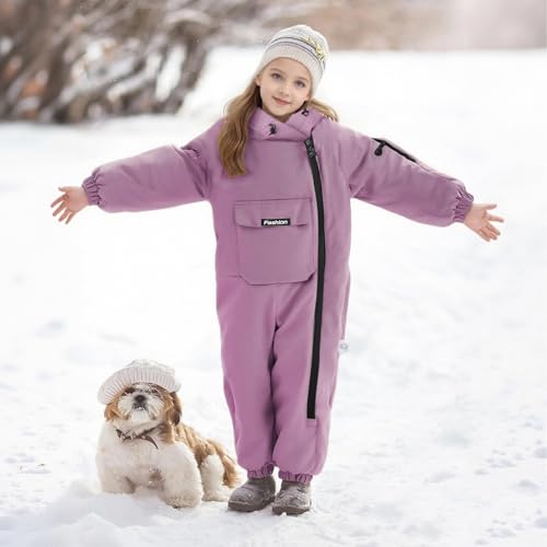 Traje de esquí infantil impermeable con capucha y terciopelo 7