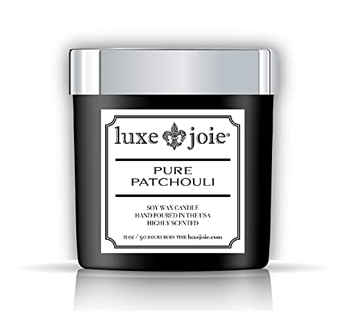Patchouli Scented Candle Soy Wax 11oz 90 Hours Burn LuxeJoie Luxury Candles (Patchouli)