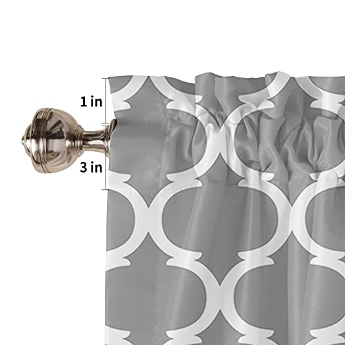 Artshowing Geometric Art 1 Panel Tier Small Window Treatment Curtain Insulated Blackout Drape Short 54X18Inch For Kitchen Bathroom Or Small Window, Grey Moroccan Texture #TOP4