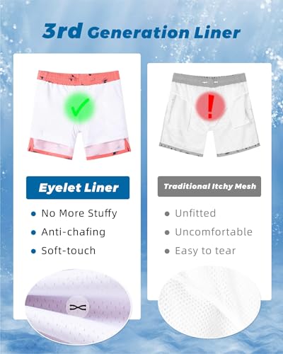Image of SURF CUZ Mens Swim Trunks with Compression Liner Swim Shorts 7 inch Swimming Trunks Stretch 7 Inch Swim Suits Quick Dry