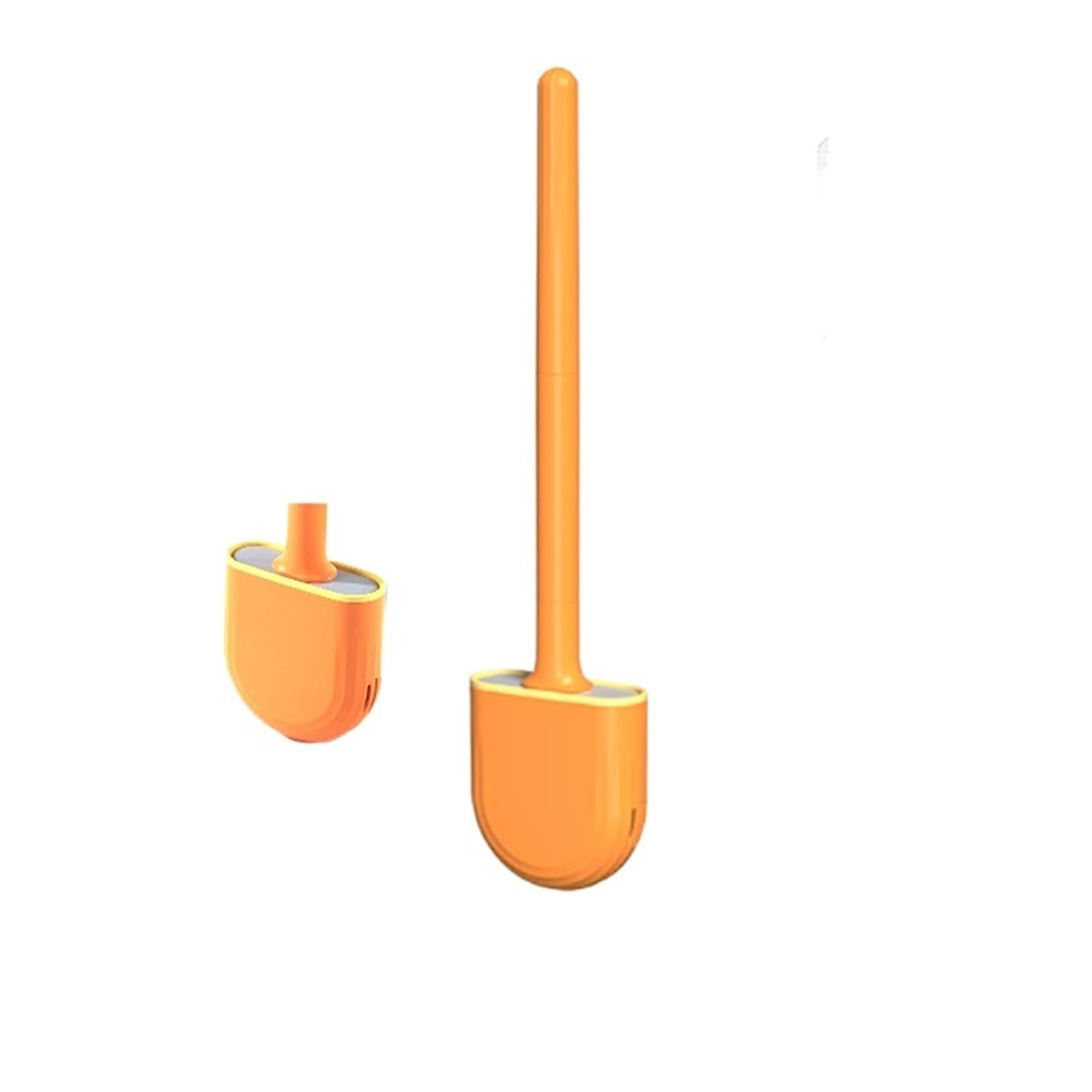 Toilet Brush Silicone Toilet Brush And Holder Bowl With Set Wall Hanging Bristles For Floor(Orange)