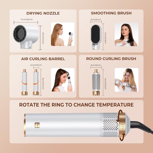 Image of 5 in 1 Blow Dryer Brush, Upgrade Hair Dryer Brush Air Curler Air Curl Wrap