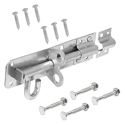 Brenton Bolt Sliding Door Lock for Bedroom Patio Door Security - 6”(152mm) Heavy Duty Zinc Plate Galvanised Gate Latch Garden Shed Gate Bolts for Wooden Gates (Silver) Cover