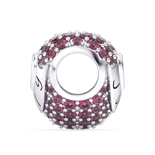 Birthstone Charms Love Heart Openwork Bead Charm for Women Bracelets and Necklaces 925 Sterling Silver with 5A Cubic Zirconia,Jewelry Gifts Women3