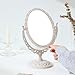 XPXKJ Vintage Vanity Mirror Shabby Chic Decor | 360° Rotating Double-Sided Table Makeup Mirror with Stand Bedroom Decoration Perfect for Tabletop, Desk, or Makeup Station