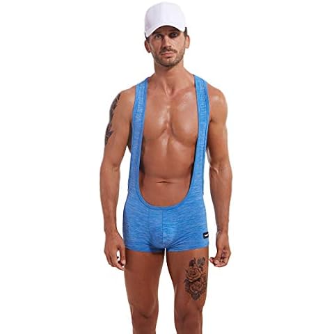 F plus R Men's Athletic Supporter Jockstrap Backless Bodysuit Nylon Bodywear - blue - M Cover