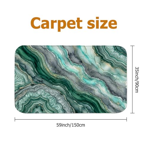 Tapis abstrait bleu sarcelle qui ne perd pas ses poils avec envers antidérapant - 3