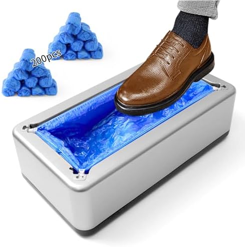 Shoe Cover Dispenser with 200 Pcs Disposable Shoe Covers Automati...
