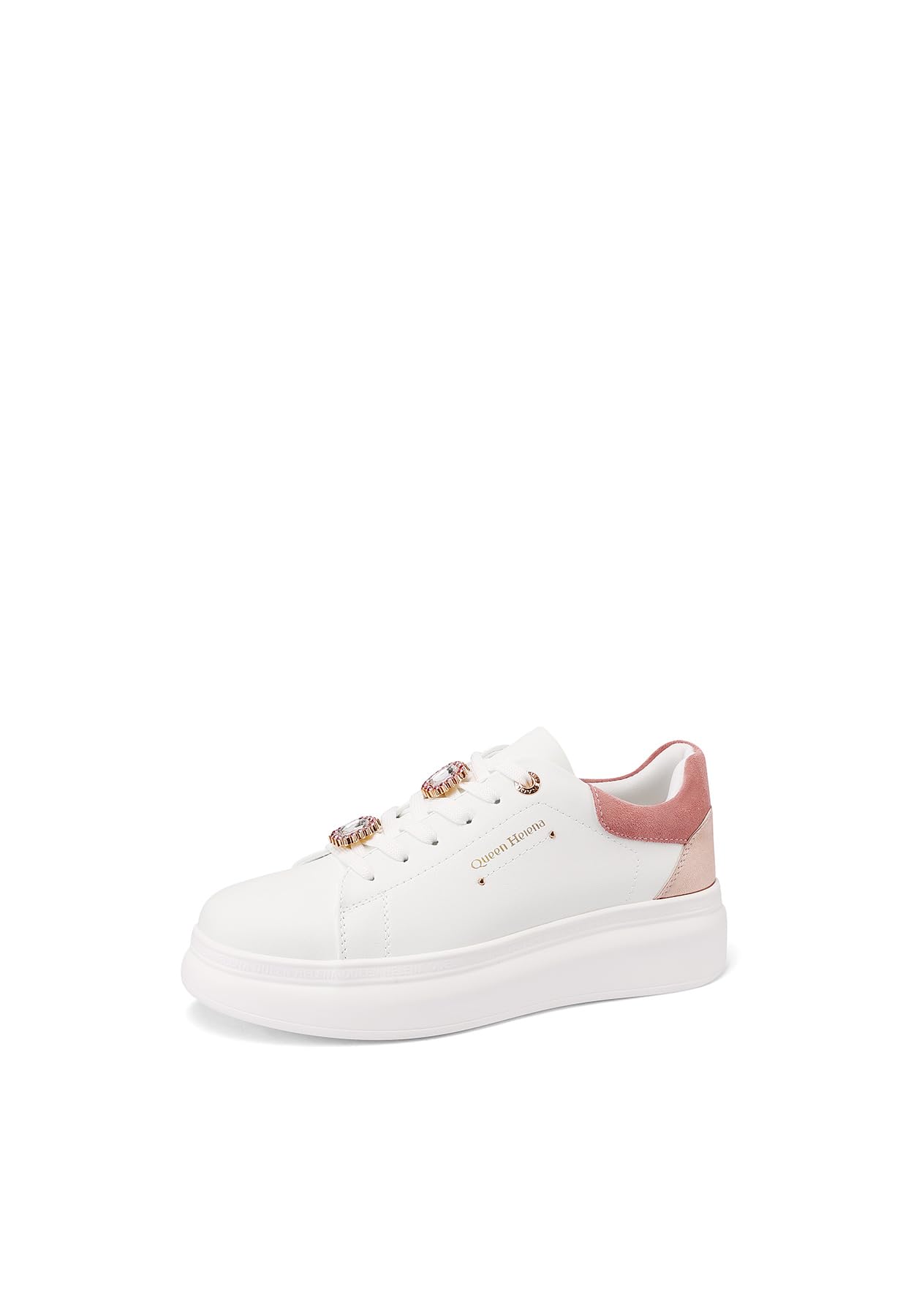 QUEEN HELENA Sneakers Platform Scarpe da Ginnastica con Strass Casual Leggere Donna X32-14