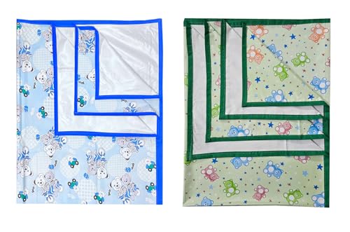 Image of EcoSoft Plastic Sheet,PVC Sheet for Kids,Rubber Sheet for Babies,Bed Wetting Protector(90 x 135 cm) (Blue Bear & Green STARBEAR)