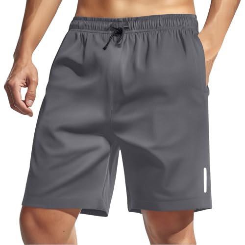 Pantalon Corto Hombre Deporte Crossfit Pantalon Running Hombre con Bolsillos Calzonas Moda Shorts Chándal Verano Regalo 2#Gris L