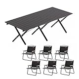 black table 6 chairs 【Material de alta calidad】Nuestra mesa de camping plegable está hecha de aleación de aluminio, impermeable, no se oxida, resistente a la corrosión, fácil de limpiar y lo suficientemente resistente para todas sus necesidades al aire libre.