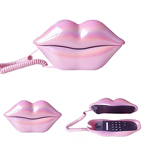 TelPal-Corded-Landline-Phones-for-Home-Funny-Novelty-Lip-Phone-Gift-Wired-Mouth-Telephone-Cartoon-Shaped-Real-Landline-Home-Office-Telephones-Furniture-Decor
