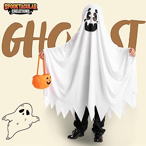 Image of Spooktacular Creations Ghost Costume for Kids with Pumpkin Basket, Scary Halloween Costume for Boys
