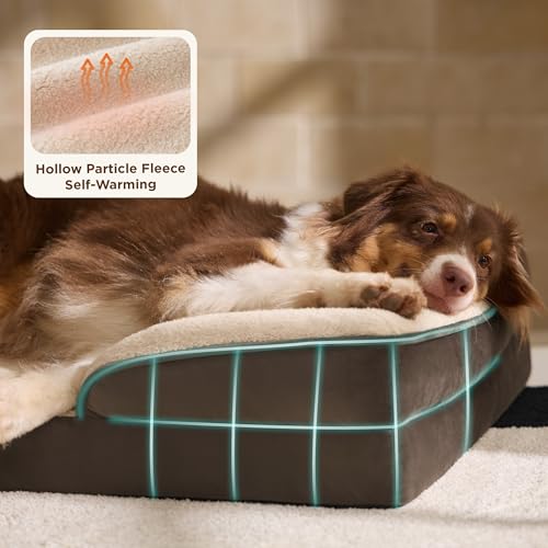 Image of Bedsure XL Self Warming Orthopedic Dog Bed for Extra Large Dogs - Washable XLarge Dog Bed Waterproof, Comfort Pet Couch with Removable Cover, Pets Sofa with Nonskid Bottom, Brown, Non-Electric