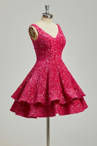 Sevintage Short 2025 Sparkly Sequin Homecoming Dress for Teen Tiered Corset Ball Prom Cocktail Party Gown4