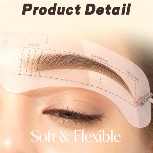 12 PCS Eyebrow Stencil,Reusable DIY Eyebrow Stencils Template for 3 Minutes Makeup，Eyebrow Template with Elastic Band for Beginners，Suitable for Women's Makeup, Drawing Brows(Eyebrow Distance 2.0cm) - Image 2