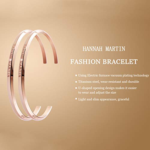 HANNAH MARTIN Relógio analógico feminino de quartzo, ouro rosa, pulseira de malha de aço inoxidável,