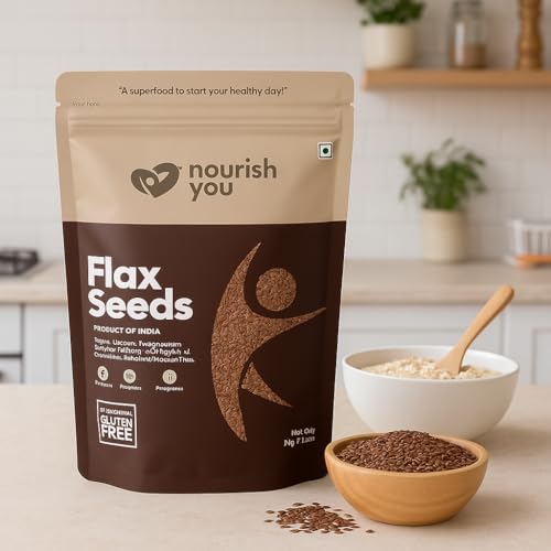 Image of Nourish You Raw Edible flaxseed 250g - Alsi Seeds | 100% Natural flaxseeds for Hair Growth | Raw Seeds for Eating | Source of Iron & Dietary Fibre | Rich in Protein