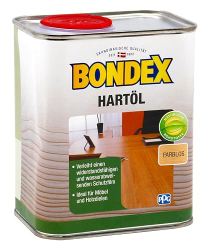 Bondex 352503 Hartöl farblos 0,75 L für 10,5 m² - Abriebfestes Holzöl, Hoch Belastbares Holzpflegeöl, Tiefenschutz, Natürliche Rohstoffe