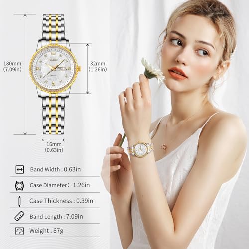 Image of OLEVS Watches Women with Date Silver Stainless Steel Luxury Ladies Watches with Small Writs Diamond Watches for Women Waterproof Elegant Dress Quartz Analog Women's Wrist Watches Reloj de Mujer