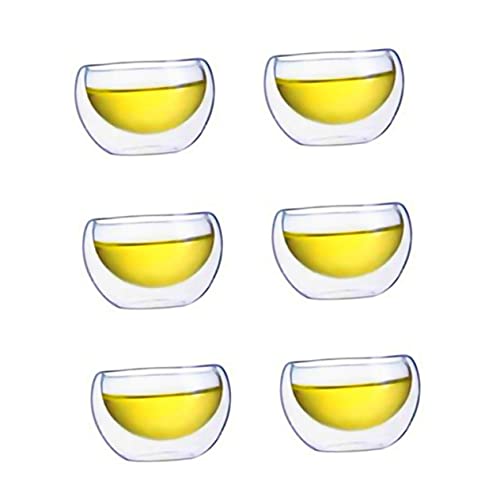 HEALLILY 6pcs Borosilicate Double Wall Glass Teacups