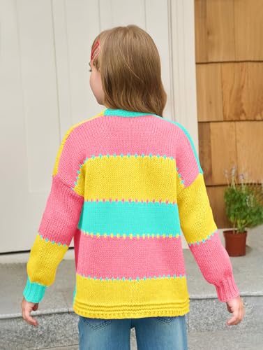 Cardigan épais ouvert devant Haloumoning rose vif pour fille