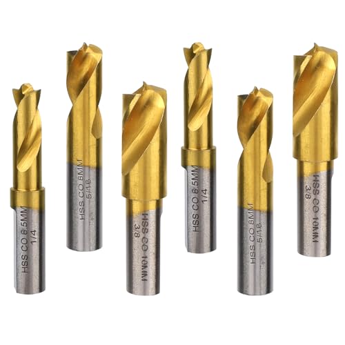 Image of 3pcs Spot Weld Drill Bit, High Speed Steel Welder Cobalt Spot Weld Cutter Titanium Coated Welding Remover Tools Equipment Accessories Available in 1/4in 6.5mm, 5/16in 8mm, 3/8in 10mm