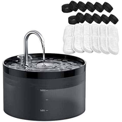 GIOTOHUN Cat Fountain with 24 Filters, Including 12 Carbn Filters + 12 Foam Filters Cover