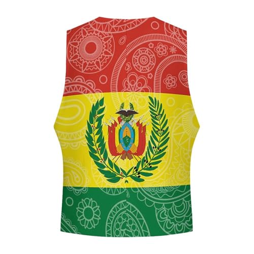 Bolivia Flag Paisley Pattern Novelty Men's Suit Vest Casual Formal Dress Vests Business Waistcoat4