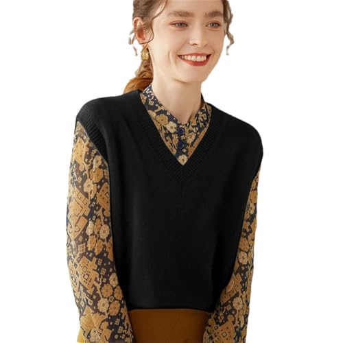 Women Waistcoat 100% Cashmere Vest Knitted Pullover Vest V-Neck Sleeveless Sweater