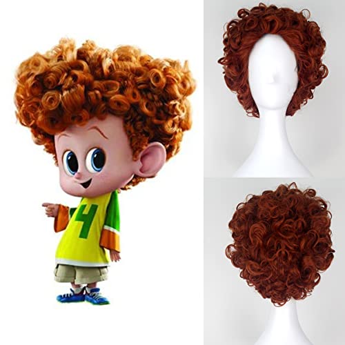 The Movie Hotel Transylvania 2 of Dennis Cosplay Perücken für Männer Kurz Lockig Dunkelbraun Kunsthaarperücke Körperwelle Hitzebeständig Kostüm Anime Haar für Jungen Halloween Täglich Gebrauch Cover
