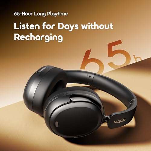 Image of Oraimo Bluetooth Headphones Active Noise Cancelling, 65H Playtime, 3 EQ Modes, Deep Bass, Bluetooth 5.4, Wireless Over-Ear Headphones with Microphone for Office Travel, Black | 360 Spatial Sound & Deep Bass, Waterproof ENC Dual-Mic Clear Calls, Bluetooth 5.4 & 3.5mm AUX Dual Model