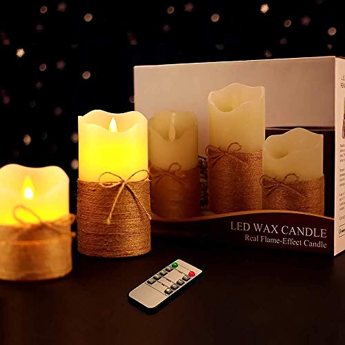 LED Flickering Flameless Candles with Timer and Remote Control, 4in 5in 6in, Battery Operated Electric Pillar Candles, Real Wax Candles with Realistic Moving Wick Dancing Flame, Ivory White, 3 Pack