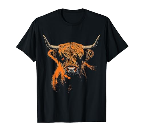 Vache des Highlands Art de la ferme Portrait graphique Vache Highland T-Shirt