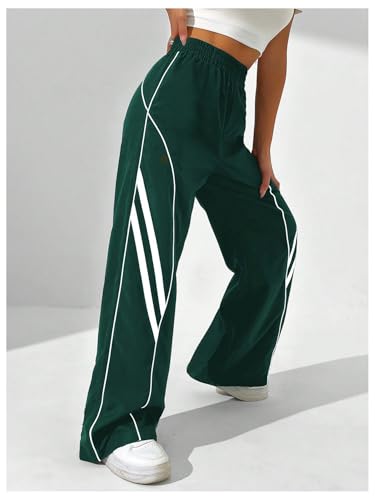 GORGLITTER Women's Wide Leg Track Pants Baggy Y2k High Waisted Dance Parachute Trousers Steertwear3