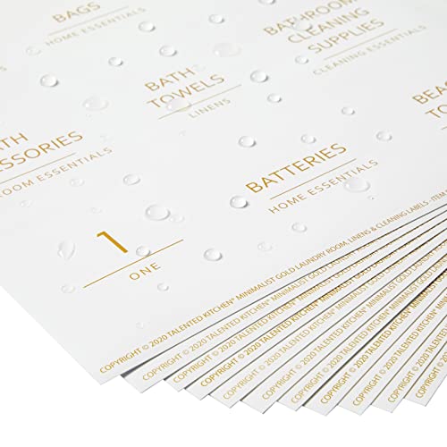 Talented Kitchen 144 Minimalist Laundry Room Labels, Organization Stickers For Glass Jars, Containers, Spray Bottles (Gold Print On White Matte Backing) #TOP5