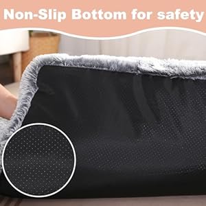   Waterproof-Dog-Crate-BedPlush-Dog-Crate-Pad-with-Removable-CoverFaux-Fur-Dog-Bed-for-Small-dogs-and-CatsFluffy-Washable-Dog-Kennel-Bed-23x18Dark-Grey