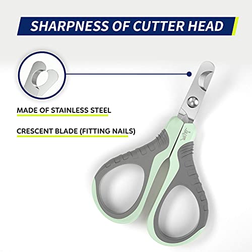 Image of WePet Pet Nail Clippers U07.1, Professional Claw Trimmer, Bended Scissor Special for Cats, Kittens, Dogs, Puppies, Small Animals, Grey /Tea Green