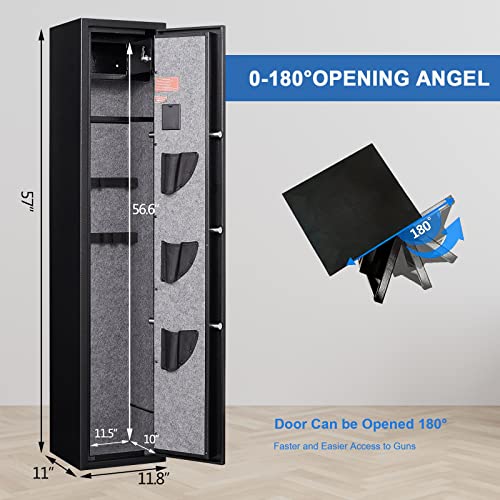 Zevemomo, 3-5 Long Safes For Home, Quick Access Cabinets For Rifles Shotguns With Adjustable Gun Rack And Pistol Holster, Black #TOP5