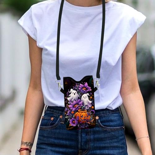 Image of Neoprene Cell Phone Sleeve Pouch Case Bag with Crossbody Strap Neck Lanyard for Women 7.1 X 3.9 in
