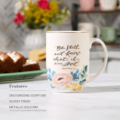 Image of Christian Art Gifts Large Ceramic Coffee Mug: Psalm 46:10 Bible Verse