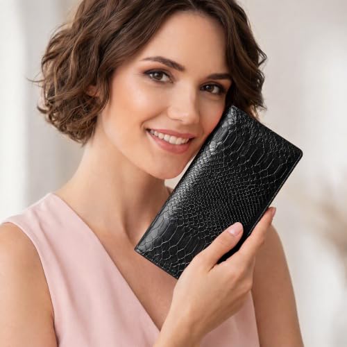 Image of Tipmile Slim Wallet for Women, RFID Blocking Credit Card Holder | 1 Zipper Pocket, 1 ID Window, 3 Cash Compartments, 11 Card Slots