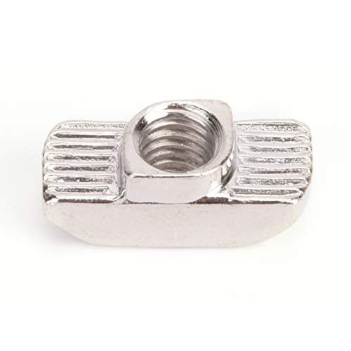 Estink 100Pcs M6 Carbon Steel T-Slot Nut, Nickel Plated, 19.5mm x 5mm x 8mm x 8mm